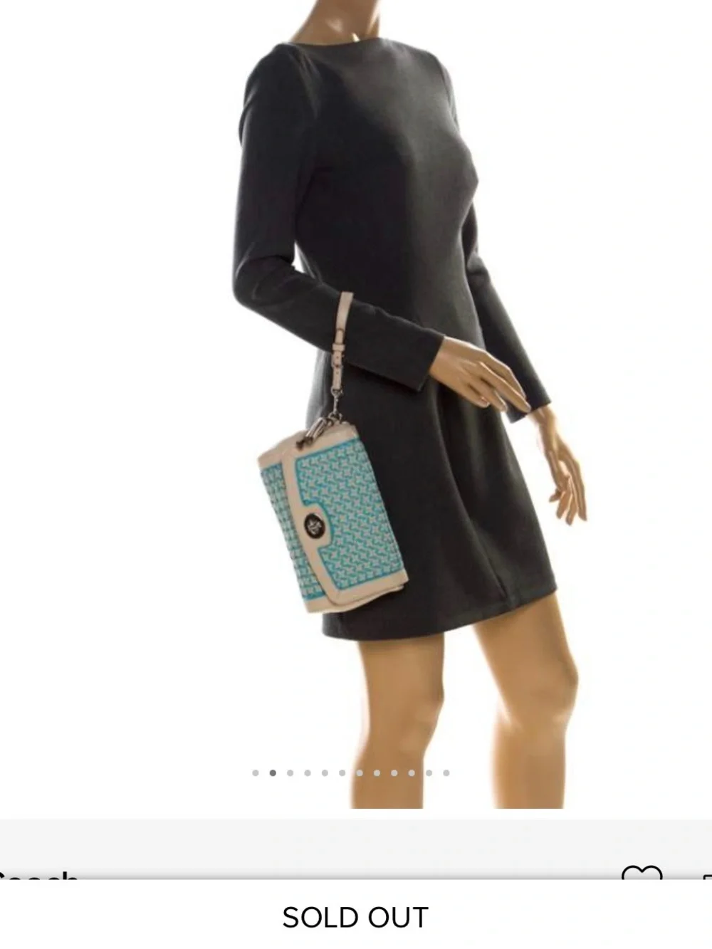New Coach Coral and White Caning Leather Wristlet / Clutch